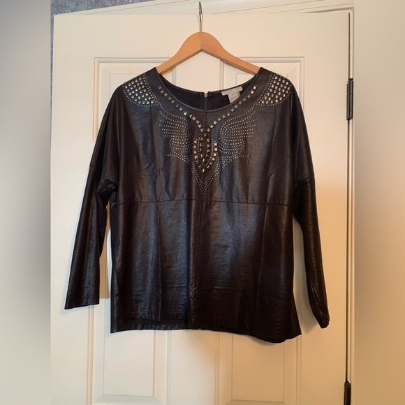 Faux leather studded top - Picture 1 of 5
